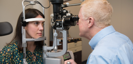 Eye Exam with Doctor Up Close